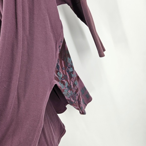 Blue Fish Tunic Dress Purple Waffle Knit Hand Painted Floral Oversized One Size - Picture 11 of 13